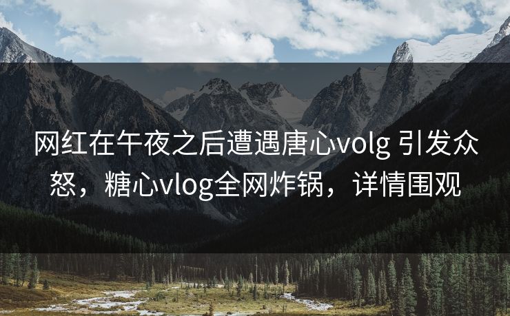 网红在午夜之后遭遇唐心volg 引发众怒，糖心vlog全网炸锅，详情围观
