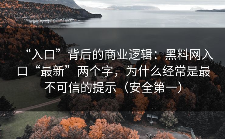 “入口”背后的商业逻辑:黑料网入口“最新”两个字,为什么经常是最不可信的提示(安全第一)