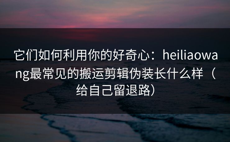 它们如何利用你的好奇心:heiliaowang最常见的搬运剪辑伪装长什么样(给自己留退路)