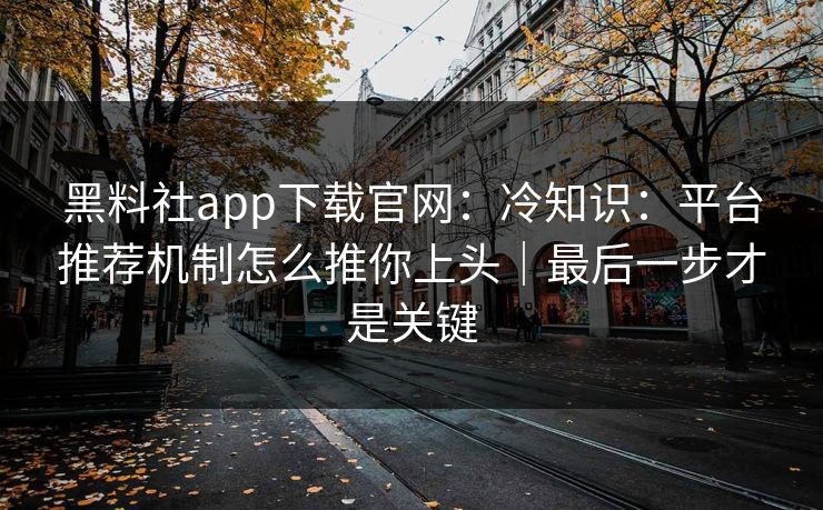 黑料社app下载官网:冷知识:平台推荐机制怎么推你上头|最后一步才是关键